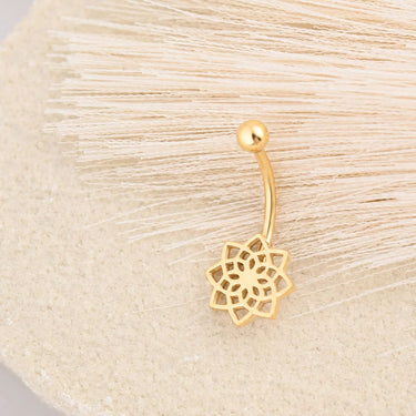 Wholesale jewelry 18K Gold PVD Stainless Steel Mandala Charm Belly Button Ring- gold studio 