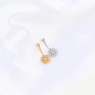 Wholesale jewelry 18K Gold PVD Stainless Steel Mandala Charm Belly Button Ring- gold and stainless studio 