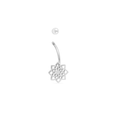 Wholesale jewelry 18K Gold PVD Stainless Steel Mandala Charm Belly Button Ring- stainless function photo- screw top 