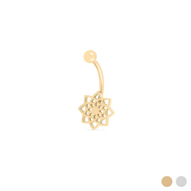 Wholesale jewelry 18K Gold PVD Stainless Steel Mandala Charm Belly Button Ring- gold main 
