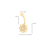 Wholesale jewelry 18K Gold PVD Stainless Steel Mandala Charm Belly Button Ring- gold dimension photo  