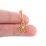 Wholesale jewelry 18K Gold PVD Stainless Steel Mandala Charm Belly Button Ring- gold scale shot