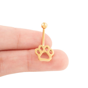 Wholesale jewelry 18K Gold PVD Stainless Steel Paw Print Belly Button Ring- gold scale