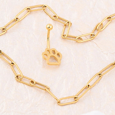 Wholesale jewelry 18K Gold PVD Stainless Steel Paw Print Belly Button Ring- gold studio