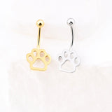 Wholesale jewelry 18K Gold PVD Stainless Steel Paw Print Belly Button Ring- gold and stainless studio