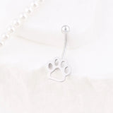 Wholesale jewelry 18K Gold PVD Stainless Steel Paw Print Belly Button Ring- stainless studio 