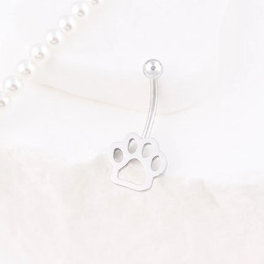 Wholesale jewelry 18K Gold PVD Stainless Steel Paw Print Belly Button Ring- stainless studio 