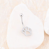 Wholesale jewelry 18K Gold PVD Stainless Steel Paw Print Belly Button Ring- stainless studio