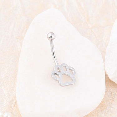 Wholesale jewelry 18K Gold PVD Stainless Steel Paw Print Belly Button Ring- stainless studio