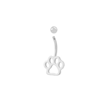 Wholesale jewelry 18K Gold PVD Stainless Steel Paw Print Belly Button Ring- stainless function photo- screw top 