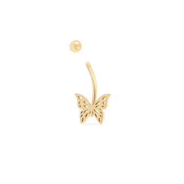 Wholesale jewelry 18K Gold PVD Stainless Steel Butterfly Button Belly Ring - gold main (screw top)