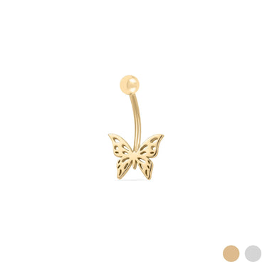 Wholesale jewelry 18K Gold PVD Stainless Steel Butterfly Button Belly Ring - gold main 
