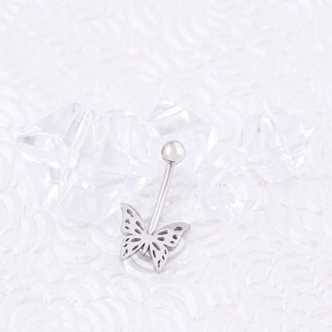 Wholesale jewelry 18K Gold PVD Stainless Steel Butterfly Button Belly Ring - stainless studio