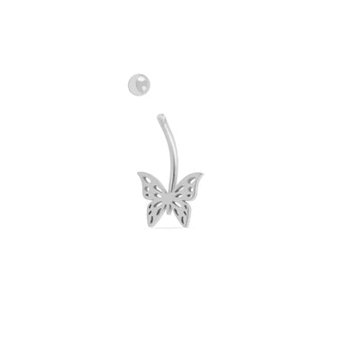 Wholesale jewelry 18K Gold PVD Stainless Steel Butterfly Button Belly Ring - stainless main (screw top)