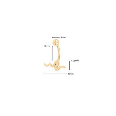 Wholesale jewelry 18K Gold PVD Stainless Steel Snake Charm Belly Button Ring- gold dimension photo  