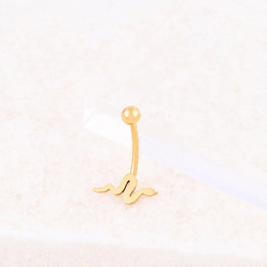 Wholesale jewelry 18K Gold PVD Stainless Steel Snake Charm Belly Button Ring- gold studio