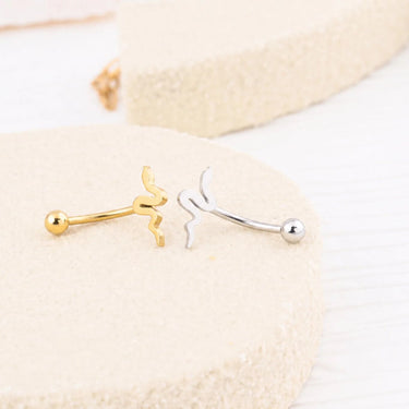 Wholesale jewelry 18K Gold PVD Stainless Steel Snake Charm Belly Button Ring- gold and stainless studio 