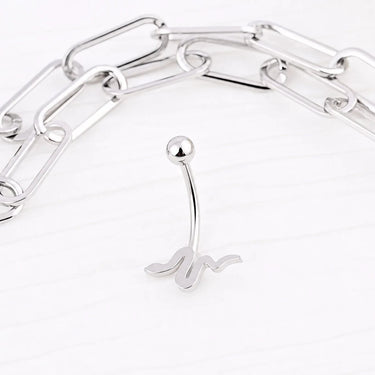 Wholesale jewelry 18K Gold PVD Stainless Steel Snake Charm Belly Button Ring- stainless studio 