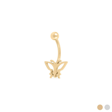 Wholesale Jewelry 18K Gold PVD Stainless Steel Open Butterfly Belly Button Ring- gold main 