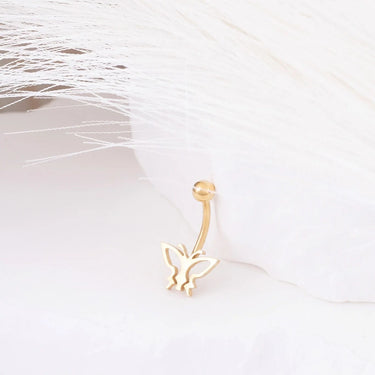 Wholesale Jewelry 18K Gold PVD Stainless Steel Open Butterfly Belly Button Ring- gold studio 