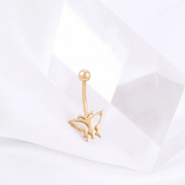 Wholesale Jewelry 18K Gold PVD Stainless Steel Open Butterfly Belly Button Ring- gold studio 