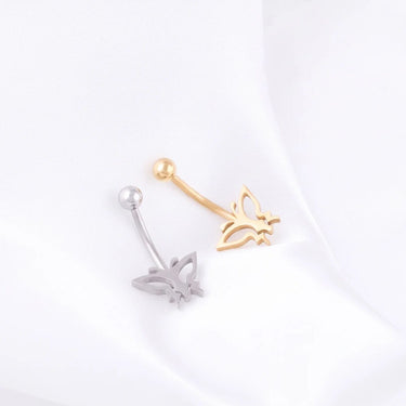 Wholesale Jewelry 18K Gold PVD Stainless Steel Open Butterfly Belly Button Ring- gold and stainless studio 
