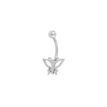 Wholesale Jewelry 18K Gold PVD Stainless Steel Open Butterfly Belly Button Ring- stainless main 