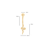 Wholesale jewelry 18K Gold PVD Stainless Steel Vertical Snake Charm Belly Button Ring- gold dimension photo  
