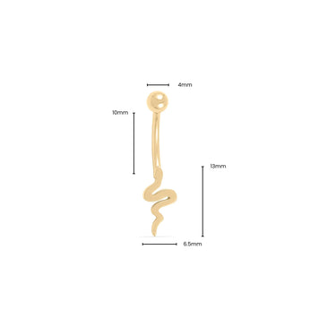 Wholesale jewelry 18K Gold PVD Stainless Steel Vertical Snake Charm Belly Button Ring- gold dimension photo  