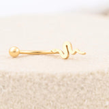 Wholesale jewelry 18K Gold PVD Stainless Steel Vertical Snake Charm Belly Button Ring- gold studio 