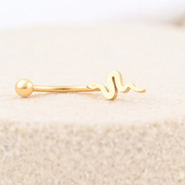 Wholesale jewelry 18K Gold PVD Stainless Steel Vertical Snake Charm Belly Button Ring- gold studio 