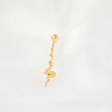 Wholesale jewelry 18K Gold PVD Stainless Steel Vertical Snake Charm Belly Button Ring-  gold studio