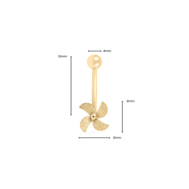 Wholesale jewelry 18K Gold PVD Stainless Steel Whimsy Pinwheel Belly Ring- gold dimension photo  