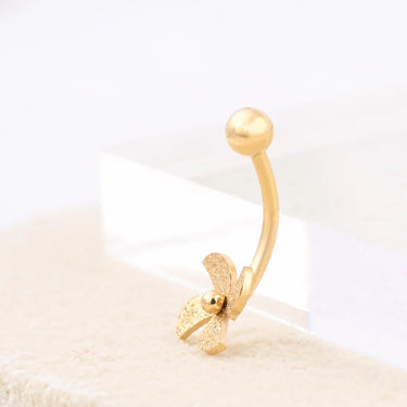 Wholesale jewelry 18K Gold PVD Stainless Steel Whimsy Pinwheel Belly Ring-  gold studio