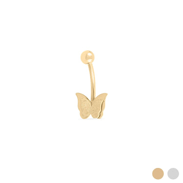 Wholesale jewelry 18K Gold PVD Stainless Steel Glitter Butterfly Belly Button Ring- gold main 
