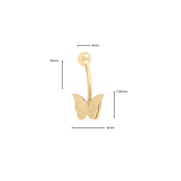 Wholesale jewelry 18K Gold PVD Stainless Steel Glitter Butterfly Belly Button Ring- gold dimension photo  