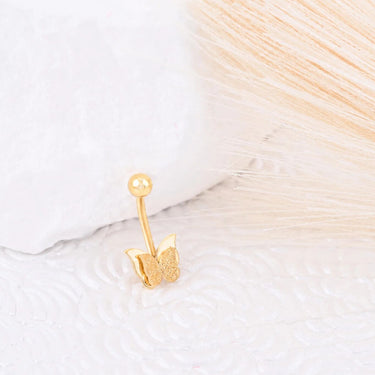 Wholesale jewelry 18K Gold PVD Stainless Steel Glitter Butterfly Belly Button Ring- gold studio