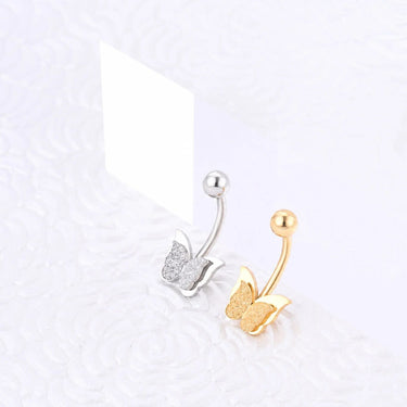 Wholesale jewelry 18K Gold PVD Stainless Steel Glitter Butterfly Belly Button Ring- stainless and gold studio 
