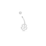 Wholesale jewelry 18K Gold PVD Stainless Steel Cherry Blossom Flower Belly Button Ring- stainless function photo- screw top 