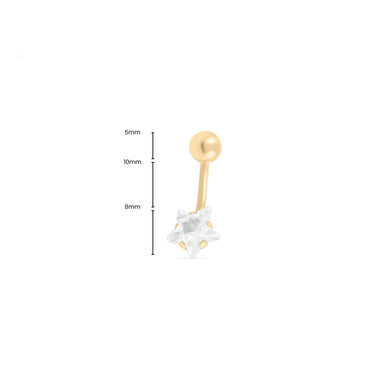 Wholesale jewelry 18K Gold PVD Stainless Steel Star Stone Belly Button Ring- gold dimension photo  