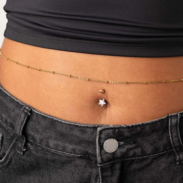 Wholesale jewelry 18K Gold PVD Stainless Steel Star Stone Belly Button Ring- gold model 