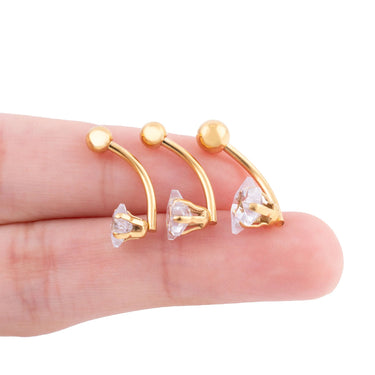 Wholesale jewelry 18K Gold PVD Stainless Steel Star Stone Belly Button Ring- gold scale shot  