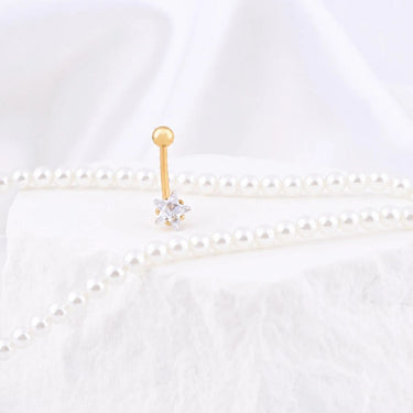 Wholesale jewelry 18K Gold PVD Stainless Steel Star Stone Belly Button Ring- gold studio 