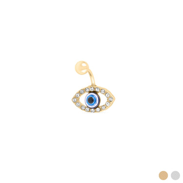 Wholesale jewelry 18K Gold PVD Stainless Steel Evil Eye Belly Button Ring- gold main 