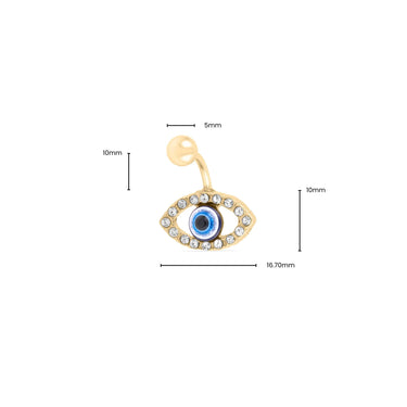 Wholesale jewelry 18K Gold PVD Stainless Steel Evil Eye Belly Button Ring- gold dimension photo  