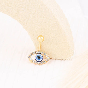 Wholesale jewelry 18K Gold PVD Stainless Steel Evil Eye Belly Button Ring- gold studio 