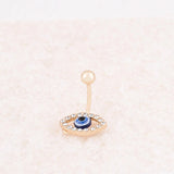 Wholesale jewelry 18K Gold PVD Stainless Steel Evil Eye Belly Button Ring- gold studio  