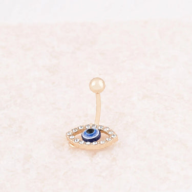 Wholesale jewelry 18K Gold PVD Stainless Steel Evil Eye Belly Button Ring- gold studio  