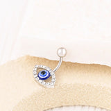 Wholesale jewelry 18K Gold PVD Stainless Steel Evil Eye Belly Button Ring- stainless studio 