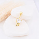 Wholesale jewelry 18K Gold PVD Stainless Steel Devil Stone Heart Belly Button Ring- gold studio 